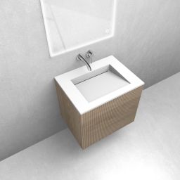 Zestaw Oltens Lun szafka podumywalkowa 60 cm z umywalką Stila LavaForm dąb/biały mat 68749060