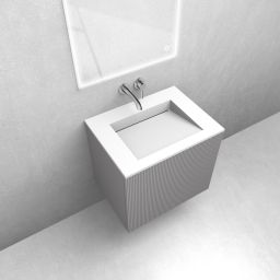 Zestaw Oltens Lun szafka podumywalkowa 60 cm z umywalką Stila LavaForm kaszmir/biały mat 68749900