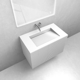 Zestaw Oltens Lun szafka podumywalkowa 80 cm z umywalką Stila LavaForm biały mat/bialy połysk 68750000