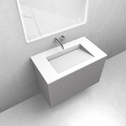 Zestaw Oltens Lun szafka podumywalkowa 80 cm z umywalką Stila LavaForm kaszmir/biały mat 68751900