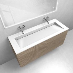 Zestaw Oltens Lun szafka podumywalkowa 120 cm z umywalką Stila LavaForm dąb/biały połysk 68754060