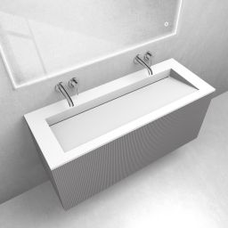 Zestaw Oltens Lun szafka podumywalkowa 120 cm z umywalką Stila LavaForm kaszmir/biały mat 68755900