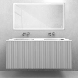 Zestaw Oltens Lun szafka podumywalkowa 120 cm z umywalką Stila LavaForm biały mat/biały połysk 68756000