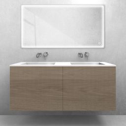 Zestaw Oltens Lun szafka podumywalkowa 120 cm z umywalką Stila LavaForm dąb/biały połysk 68756060