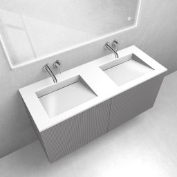 Zestaw Oltens Lun szafka podumywalkowa 120 cm z umywalką Stila LavaForm kaszmir/biały połysk 68756900