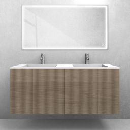 Zestaw Oltens Lun szafka podumywalkowa 120 cm z umywalką Stila LavaForm dąb/biały mat 68757060