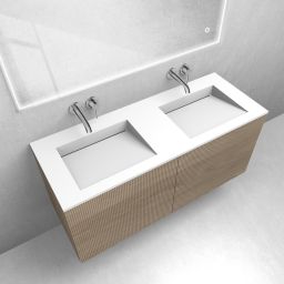 Zestaw Oltens Lun szafka podumywalkowa 120 cm z umywalką Stila LavaForm dąb/biały mat 68757060