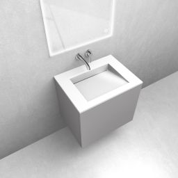 Zestaw Oltens Lun szafka podumywalkowa 60 cm z umywalką Stila LavaForm kaszmir/biały połysk 68758900