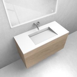 Zestaw Oltens Lun szafka podumywalkowa 100 cm z umywalką Stila LavaForm dąb/biały mat 68763060