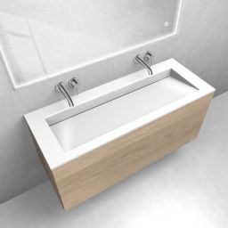 Zestaw Oltens Lun szafka podumywalkowa 120 cm z umywalką Stila LavaForm dąb/biały połysk 68764060