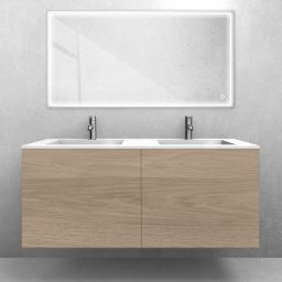Zestaw Oltens Lun szafka podumywalkowa 120 cm z umywalką Stila LavaForm dąb/biały połysk 68766060
