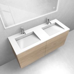 Zestaw Oltens Lun szafka podumywalkowa 120 cm z umywalką Stila LavaForm dąb/biały połysk 68766060