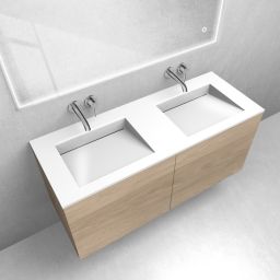 Zestaw Oltens Lun szafka podumywalkowa 120 cm z umywalką Stila LavaForm dąb/biały połysk 68766060