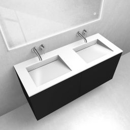 Zestaw Oltens Lun szafka podumywalkowa 120 cm z umywalką Stila LavaForm czarny mat/biały połysk 68766300