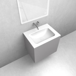 Zestaw Oltens Lun szafka podumywalkowa 60 cm z umywalką Kalla LavaForm kaszmir/biały połysk 68778900