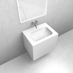 Zestaw Oltens Lun szafka podumywalkowa 60 cm z umywalką Kalla LavaForm biały mat 68781000