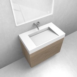 Zestaw Oltens Lun szafka podumywalkowa 80 cm dąb z umywalką Stila LavaForm dąb/biały mat 68791060