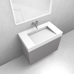 Zestaw Oltens Lun szafka podumywalkowa 80 cm z umywalką Stila LavaForm kaszmir/biały mat 68791900