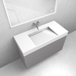 Zestaw Oltens Lun szafka podumywalkowa 100 cm z umywalką Stila LavaForm kaszmir/biały połysk 68792900