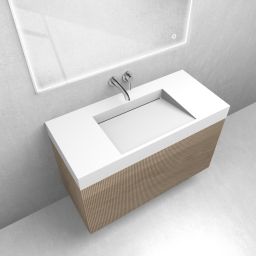 Zestaw Oltens Lun szafka podumywalkowa 100 cm z umywalką Stila LavaForm dąb/biały mat 68793060
