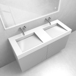 Zestaw Oltens Lun szafka podumywalkowa 120 cm z umywalką Stila LavaForm biały mat/biały połysk 68794000