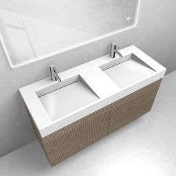 Zestaw Oltens Lun szafka podumywalkowa 120 cm z umywalką Stila LavaForm dąb/biały połysk 68794060