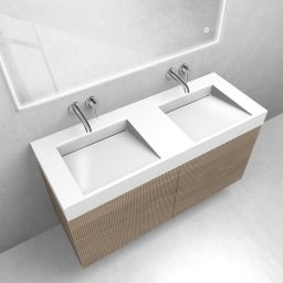 Zestaw Oltens Lun szafka podumywalkowa 120 cm z umywalką Stila LavaForm dąb/biały połysk 68794060