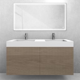 Zestaw Oltens Lun szafka podumywalkowa 120 cm z umywalką Stila LavaForm dąb/biały mat 68795060