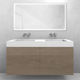 Zestaw Oltens Lun szafka podumywalkowa 120 cm z umywalką Stila LavaForm dąb/biały mat 68795060