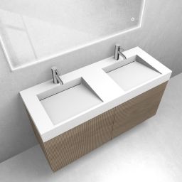 Zestaw Oltens Lun szafka podumywalkowa 120 cm z umywalką Stila LavaForm dąb/biały mat 68795060