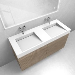 Zestaw Oltens Lun szafka podumywalkowa 120 cm z umywalką Stila LavaForm dąb/biały mat 68795060