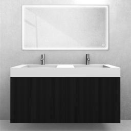 Zestaw Oltens Lun szafka podumywalkowa 120 cm z umywalką Stila LavaForm czarny mat/biały mat 68795300