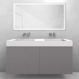 Zestaw Oltens Lun szafka podumywalkowa 120 cm z umywalką Stila LavaForm kaszmir/biały mat 68795900