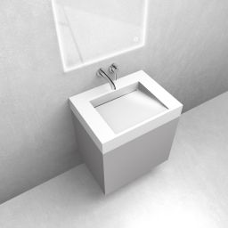 Zestaw Oltens Lun szafka podumywalkowa 60 cm z umywalką Stila LavaForm kaszmir/biały połysk 68796900