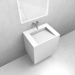 Zestaw Oltens Lun szafka podumywalkowa 60 cm z umywalką Stila LavaForm biały mat 68797000