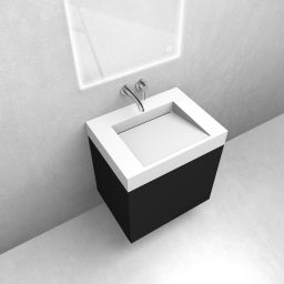 Zestaw Oltens Lun szafka podumywalkowa 60 cm z umywalką Stila LavaForm czarny mat/biały mat 68797300