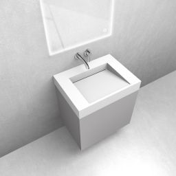 Zestaw Oltens Lun szafka podumywalkowa 60 cm z umywalką Stila LavaForm kaszmir/biały mat 68797900