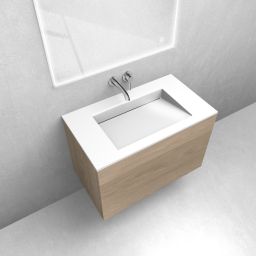 Zestaw Oltens Lun szafka podumywalkowa 80 cm z umywalką Stila LavaForm dąb/biały połysk 68798060