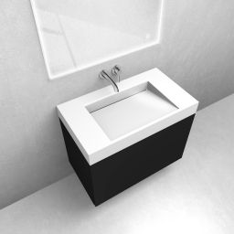 Zestaw Oltens Lun szafka podumywalkowa 80 cm z umywalką Stila LavaForm czarny mat/biały połysk 68798300