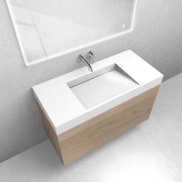 Zestaw Oltens Lun szafka podumywalkowa 100 cm z umywalką Stila LavaForm dąb/biały połysk 68800060