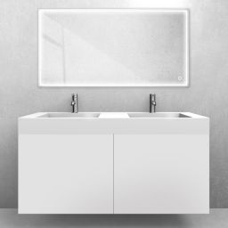 Zestaw Oltens Lun szafka podumywalkowa 120 cm z umywalką Stila LavaForm biały mat/biały połysk 68802000