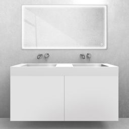 Zestaw Oltens Lun szafka podumywalkowa 120 cm z umywalką Stila LavaForm biały mat/biały połysk 68802000