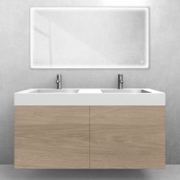 Zestaw Oltens Lun szafka podumywalkowa 120 cm z umywalką Stila LavaForm dąb/biały połysk 68802060