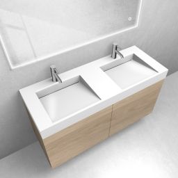 Zestaw Oltens Lun szafka podumywalkowa 120 cm z umywalką Stila LavaForm dąb/biały połysk 68802060