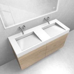 Zestaw Oltens Lun szafka podumywalkowa 120 cm z umywalką Stila LavaForm dąb/biały połysk 68802060