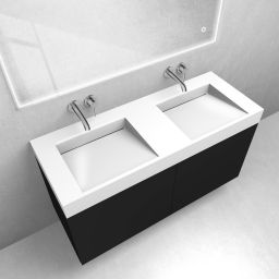 Zestaw Oltens Lun szafka podumywalkowa 120 cm z umywalką Stila LavaForm czarny mat/biały połysk 68802300