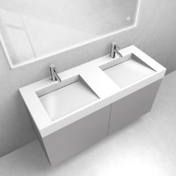 Zestaw Oltens Lun szafka podumywalkowa 120 cm z umywalką Stila LavaForm kaszmir/biały połysk 68802900