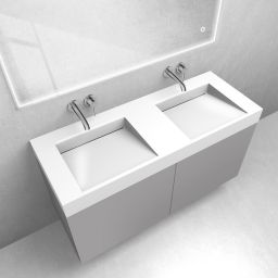 Zestaw Oltens Lun szafka podumywalkowa 120 cm z umywalką Stila LavaForm kaszmir/biały połysk 68802900