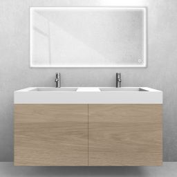 Zestaw Oltens Lun szafka podumywalkowa 120 cm z umywalką Stila LavaForm dąb/biały mat 68803060