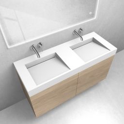 Zestaw Oltens Lun szafka podumywalkowa 120 cm z umywalką Stila LavaForm dąb/biały mat 68803060